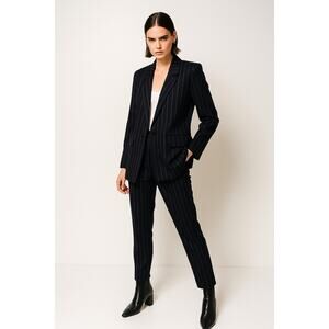 New Closed Brand Striped Navy Suit Blazer Jacket Cox Stewart Pants Wool 26 Small